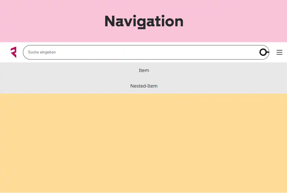 Top-Navigations-Komponente in der Mobile-Ansicht